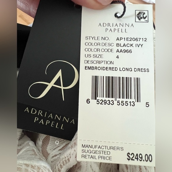 NWT Adrianna Papel black & cream lace overlay full length formal dress size 4 - Picture 9 of 11